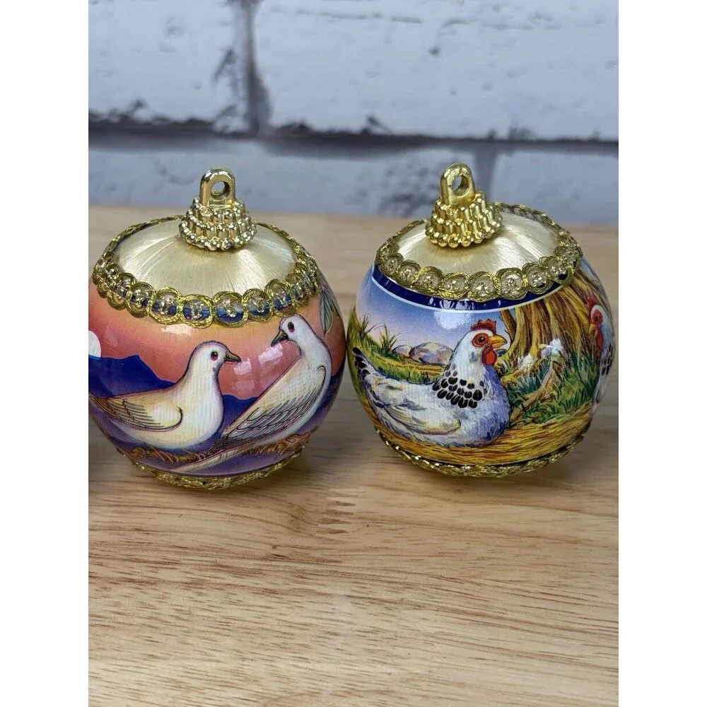 Twelve Days Of Christmas Ball Ornaments Set Of 12 Satin Vintage Rauch Industries